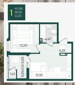 1-к квартира, вторичка, 41м2, 14/22 этаж