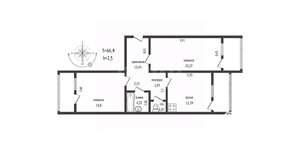 2-к квартира, вторичка, 66м2, 7/16 этаж