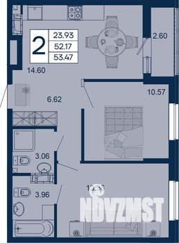 2-к квартира, вторичка, 53м2, 14/18 этаж