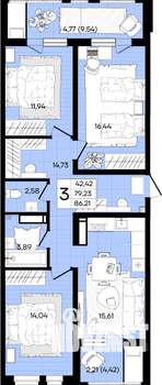 3-к квартира, вторичка, 86м2, 16/18 этаж