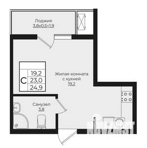 Студия квартира, вторичка, 25м2, 1/7 этаж