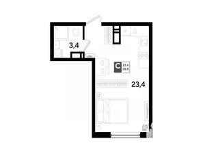 Студия квартира, строящийся дом, 27м2, 11/16 этаж