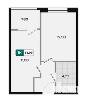 1-к квартира, вторичка, 34м2, 2/9 этаж