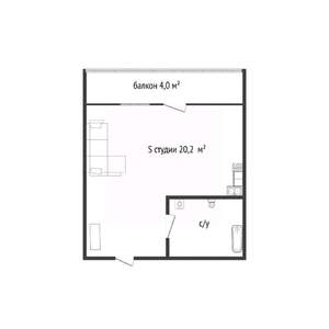 Студия квартира, вторичка, 20м2, 8/9 этаж