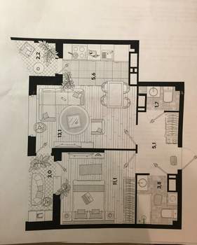 2-к квартира, вторичка, 45м2, 12/16 этаж