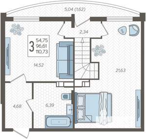 3-к квартира, сданный дом, 111м2, 19/20 этаж