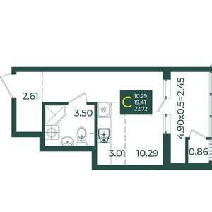 Студия квартира, вторичка, 23м2, 3/18 этаж