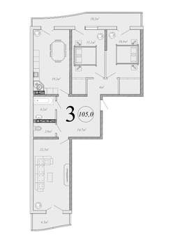 3-к квартира, вторичка, 105м2, 6/16 этаж