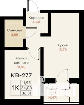 1-к квартира, вторичка, 36м2, 16/18 этаж
