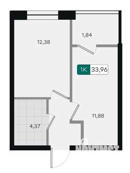 1-к квартира, вторичка, 34м2, 2/18 этаж