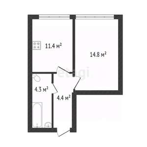 1-к квартира, вторичка, 35м2, 6/6 этаж