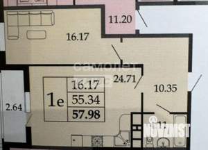 2-к квартира, вторичка, 58м2, 9/16 этаж