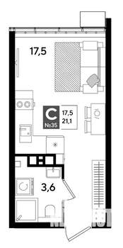 Студия квартира, вторичка, 21м2, 5/19 этаж