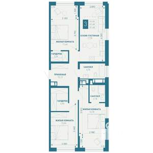 3-к квартира, вторичка, 87м2, 12/18 этаж