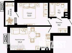 1-к квартира, вторичка, 38м2, 7/15 этаж