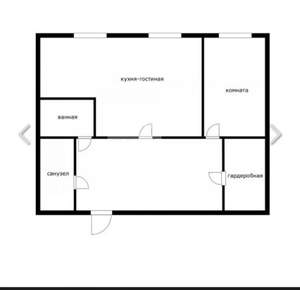 2-к квартира, вторичка, 54м2, 1/6 этаж