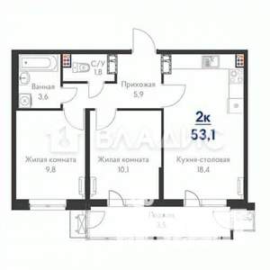 2-к квартира, вторичка, 51м2, 17/25 этаж