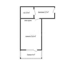 Студия квартира, вторичка, 26м2, 16/16 этаж