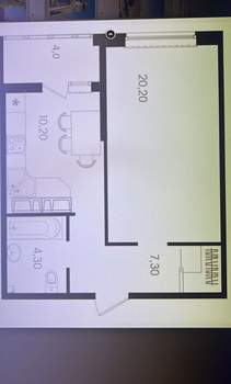 1-к квартира, вторичка, 44м2, 7/24 этаж