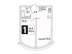 1-к квартира, вторичка, 41м2, 9/16 этаж