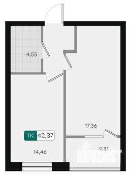 1-к квартира, вторичка, 42м2, 2/9 этаж
