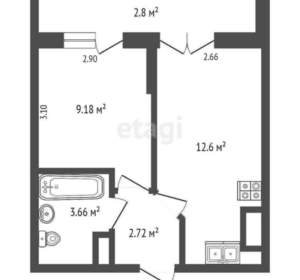 1-к квартира, вторичка, 31м2, 12/18 этаж