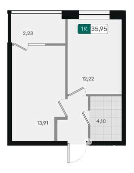 1-к квартира, вторичка, 36м2, 4/9 этаж
