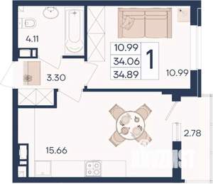 1-к квартира, вторичка, 35м2, 8/18 этаж