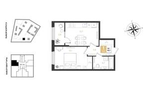 1-к квартира, вторичка, 42м2, 2/18 этаж