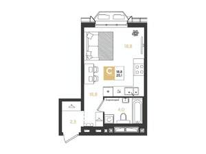 Студия квартира, строящийся дом, 25м2, 14/18 этаж