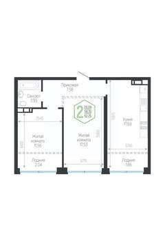 2-к квартира, вторичка, 62м2, 4/24 этаж
