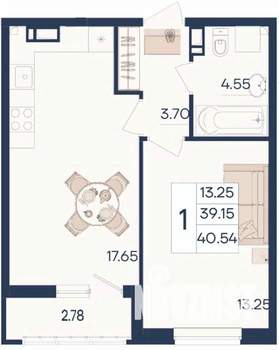 1-к квартира, вторичка, 41м2, 5/18 этаж