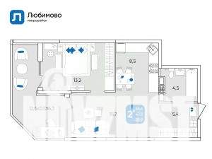 2-к квартира, вторичка, 54м2, 5/24 этаж