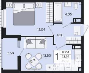 1-к квартира, вторичка, 36м2, 3/8 этаж