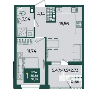 1-к квартира, вторичка, 39м2, 16/18 этаж
