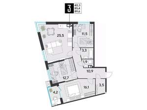 3-к квартира, вторичка, 90м2, 9/18 этаж