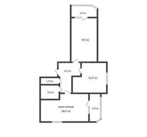 2-к квартира, вторичка, 76м2, 4/19 этаж