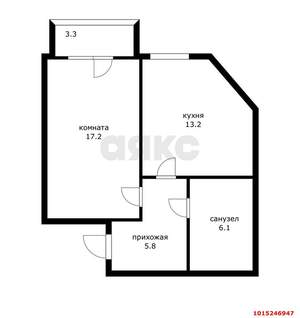 1-к квартира, вторичка, 46м2, 4/6 этаж