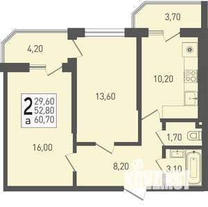 2-к квартира, вторичка, 61м2, 13/22 этаж