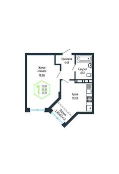 1-к квартира, вторичка, 40м2, 13/24 этаж