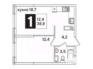 1-к квартира, вторичка, 39м2, 10/16 этаж