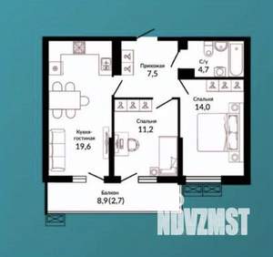 2-к квартира, вторичка, 61м2, 5/19 этаж