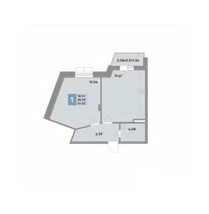1-к квартира, вторичка, 50м2, 5/10 этаж