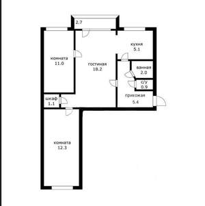 3-к квартира, вторичка, 56м2, 3/5 этаж