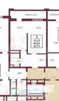 1-к квартира, вторичка, 45м2, 6/21 этаж