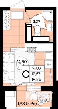 Студия квартира, вторичка, 20м2, 10/18 этаж