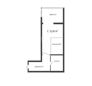 Студия квартира, вторичка, 31м2, 23/24 этаж