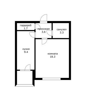 1-к квартира, вторичка, 36м2, 1/9 этаж