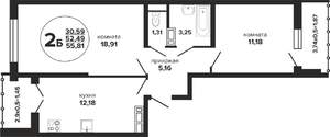 2-к квартира, вторичка, 56м2, 3/24 этаж