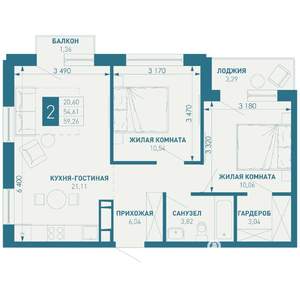 2-к квартира, вторичка, 59м2, 2/18 этаж